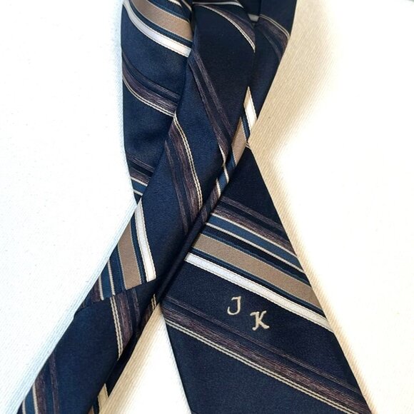 Vintage Sabatini Diagonal Striped Tie Letters JK for 'Just Kidding" Whimsical - Picture 5 of 7